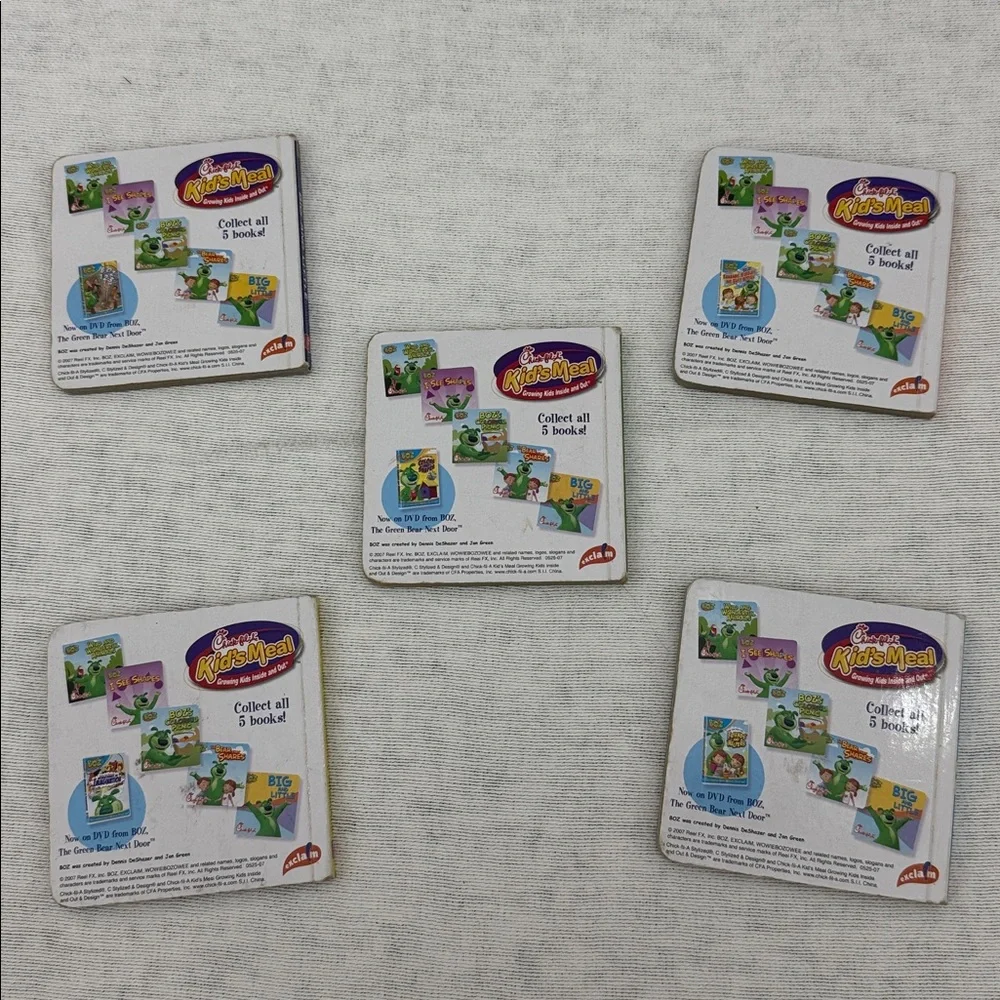 2007 Chick-fil-A Complete Set of 5 collectible 4”x 4” Boz’s Board books (OLCC)